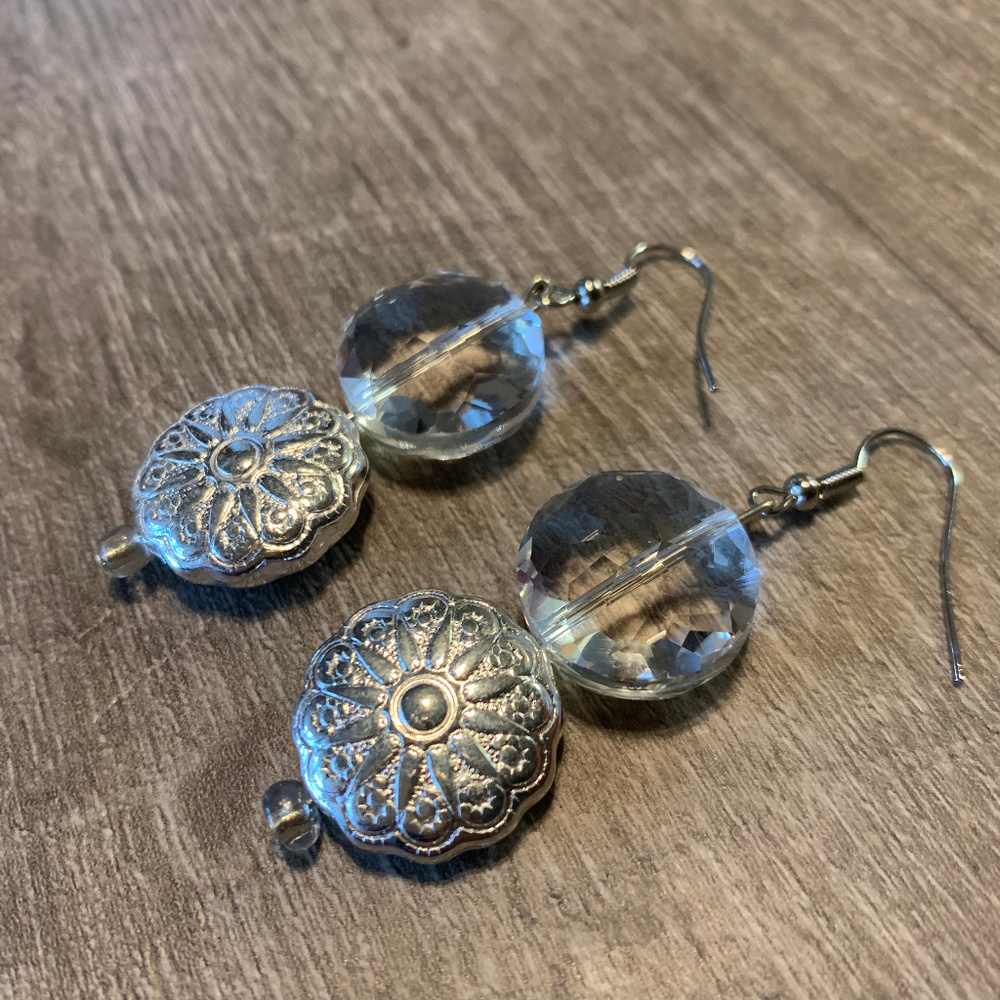 Silver and Clear Drop Earrings